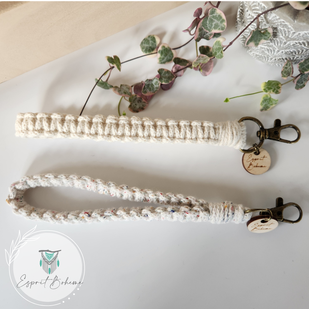 Porte-clés Macramé 2 Pièces - Lanière Courte En Coton, Style Bohème, Pour Femme - 2